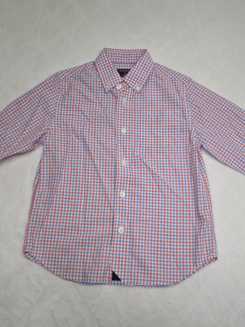 Boys Pink & Blue Gingham Button-Down Shirt
